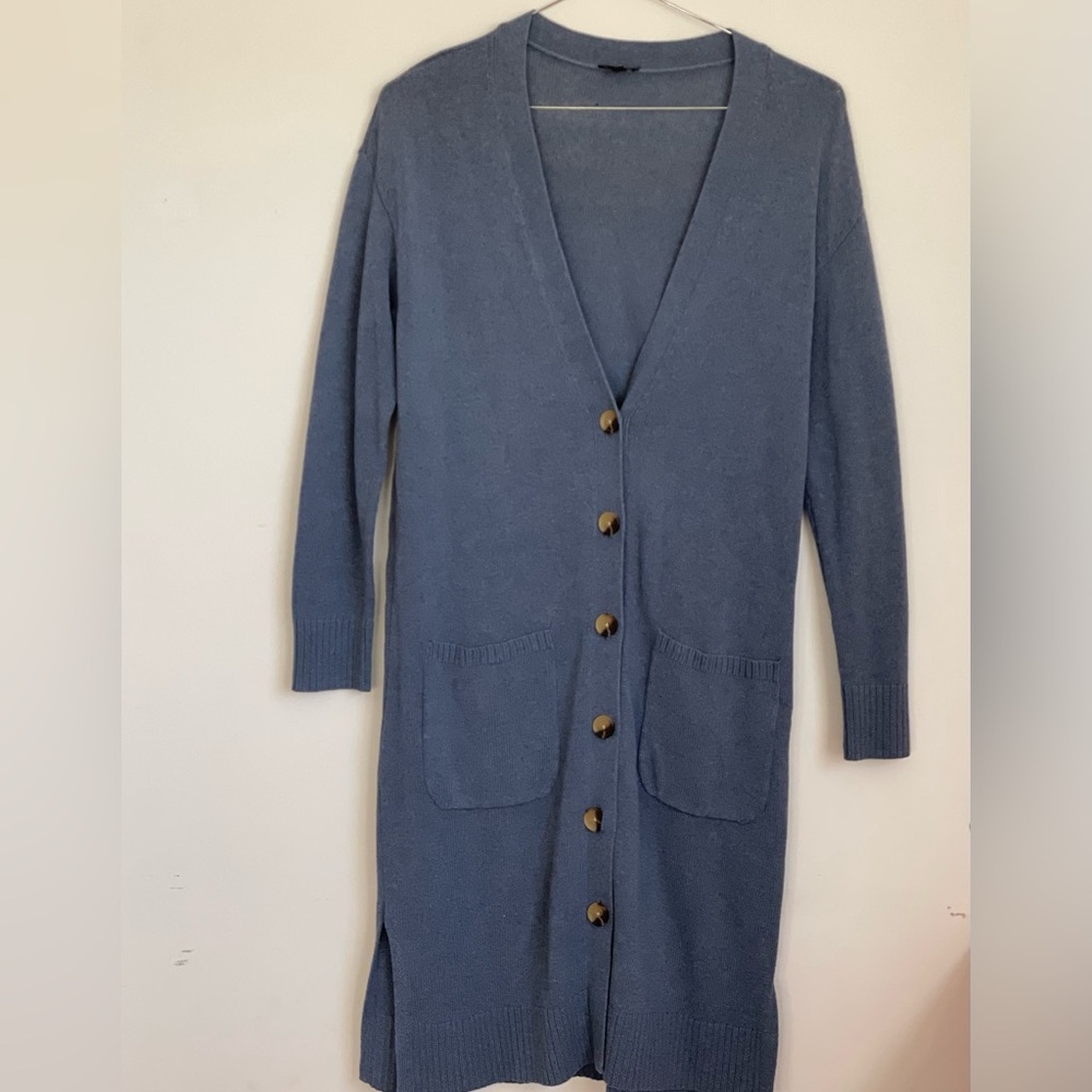 Talbots Blue Button-Front Cardigan Duster - Size Small - Picture 2 of 5